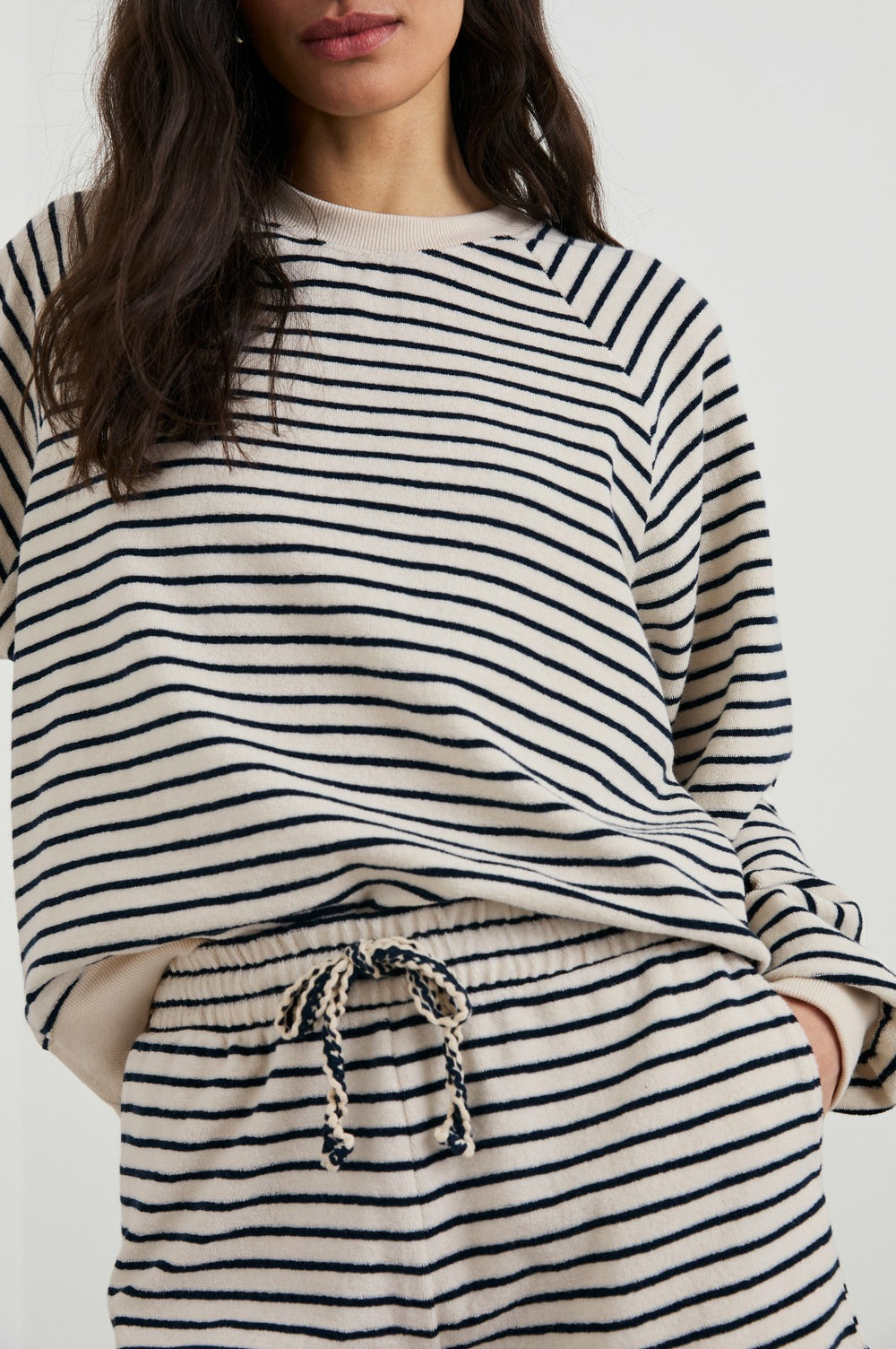 THERON SWEATSHIRT - SAILOR STRIPE TERRY TOWEL| Rails outlet