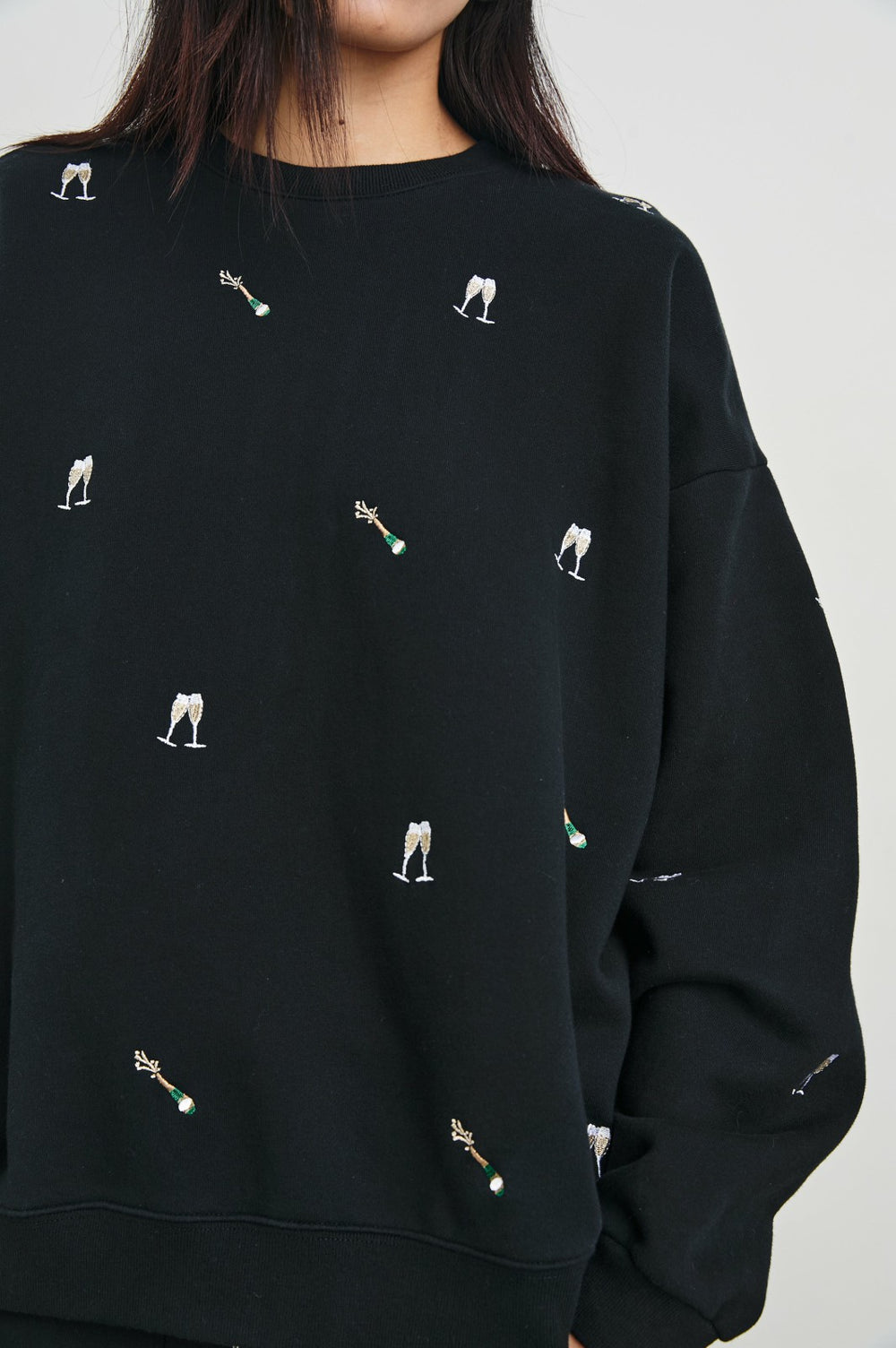 THE VARSITY SWEATSHIRT - BLACK CHAMPAGNE EMBROIDERY| Rails near me