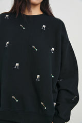 THE VARSITY SWEATSHIRT - BLACK CHAMPAGNE EMBROIDERY| Rails near me