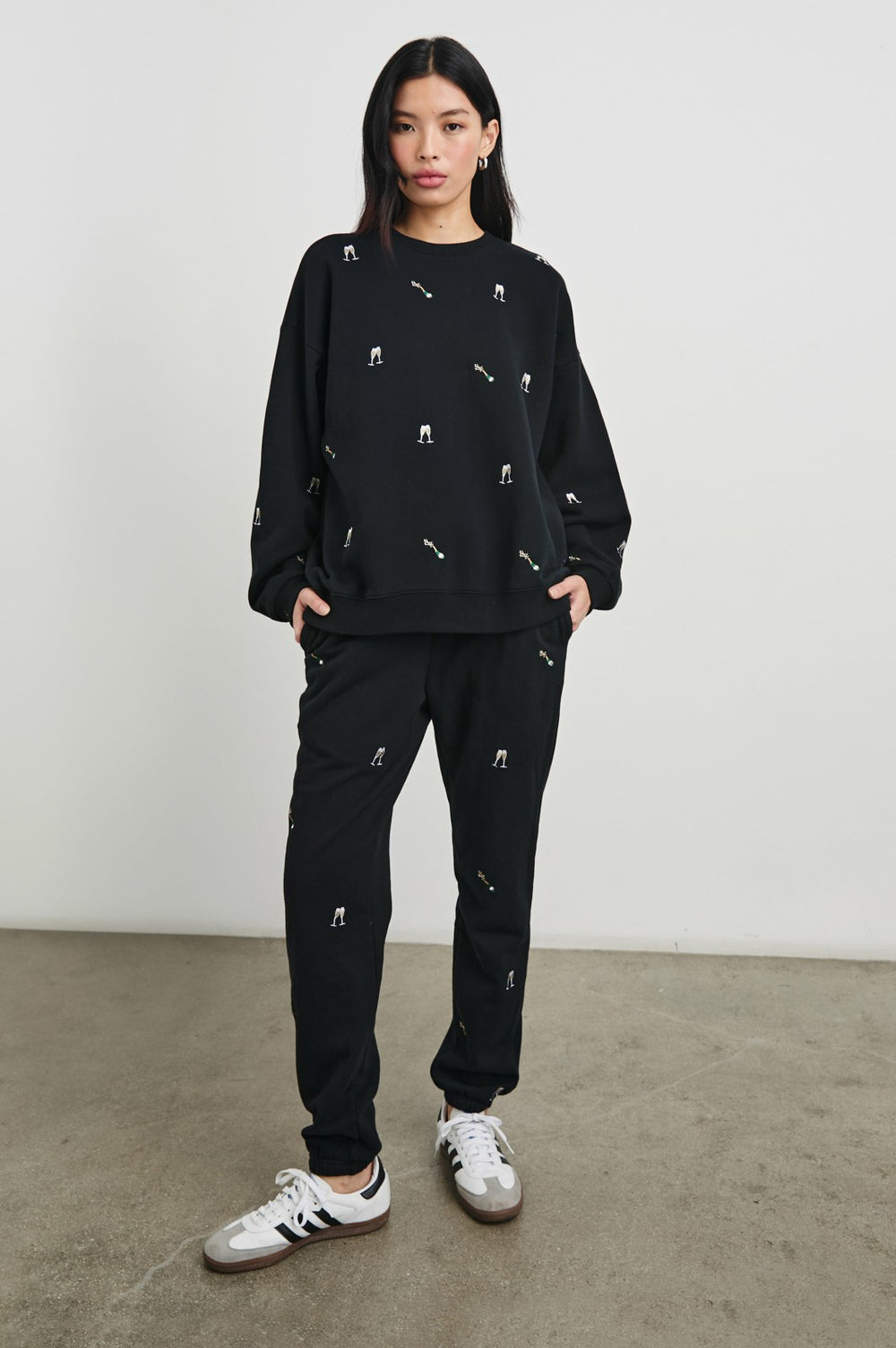 THE VARSITY SWEATSHIRT - BLACK CHAMPAGNE EMBROIDERY| Rails near me