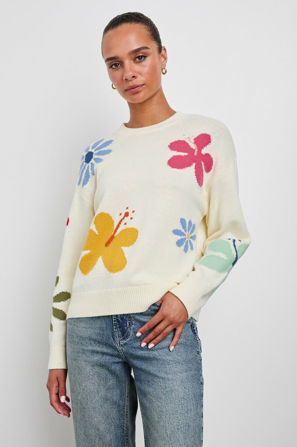ZOEY SWEATER - IVORY HIBISCUS| Rails on sale