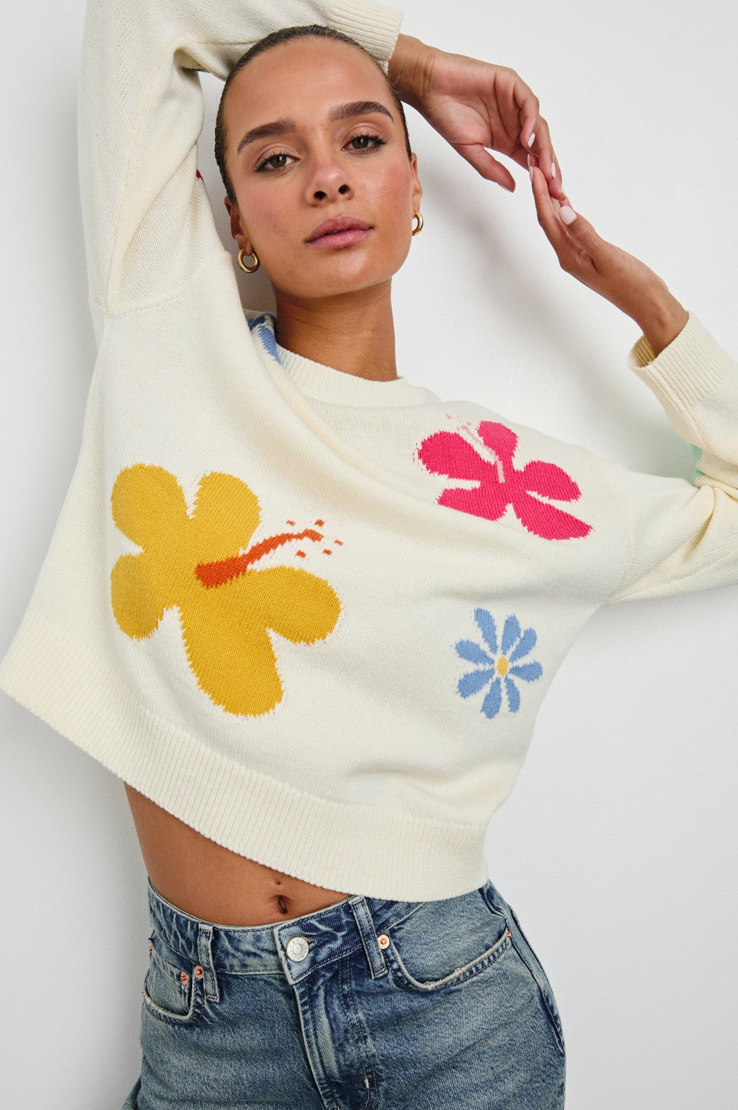 ZOEY SWEATER - IVORY HIBISCUS| Rails on sale