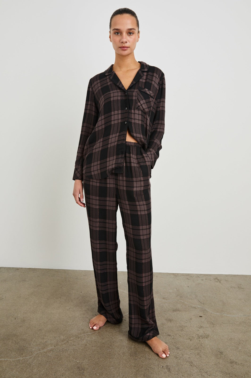 LUNA PAJAMA SET - MAUVE BRONZE METALLIC PITCH| Rails outlet