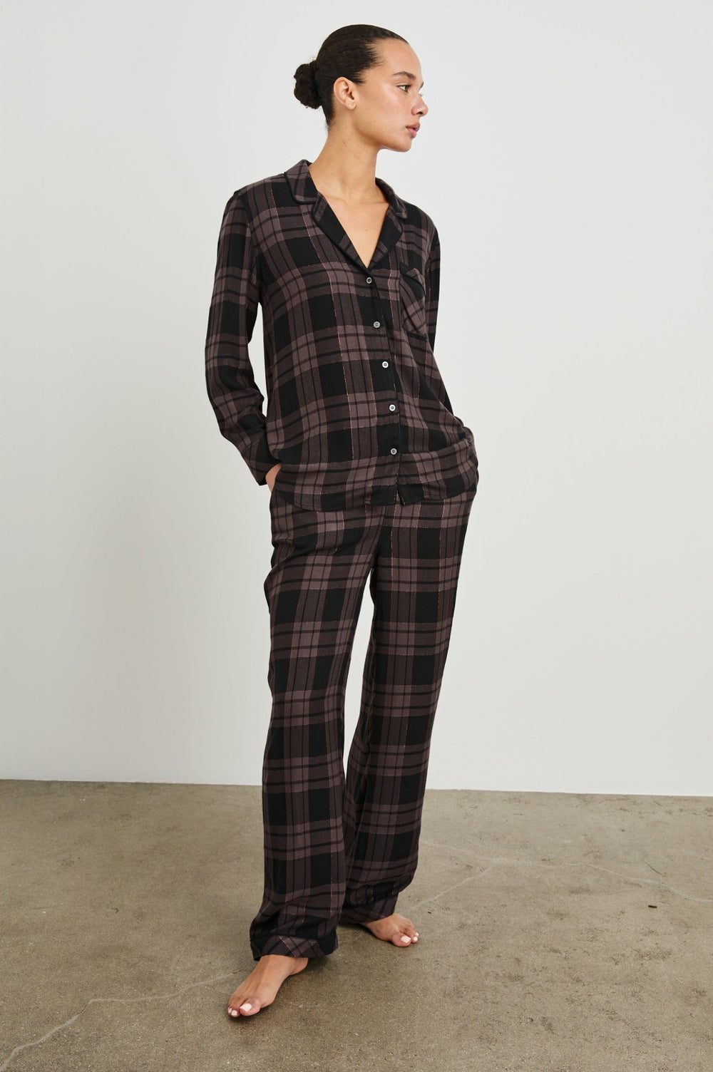 LUNA PAJAMA SET - MAUVE BRONZE METALLIC PITCH| Rails outlet