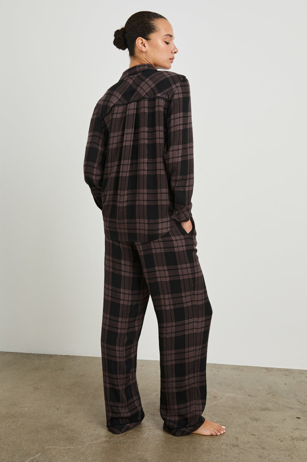LUNA PAJAMA SET - MAUVE BRONZE METALLIC PITCH| Rails outlet