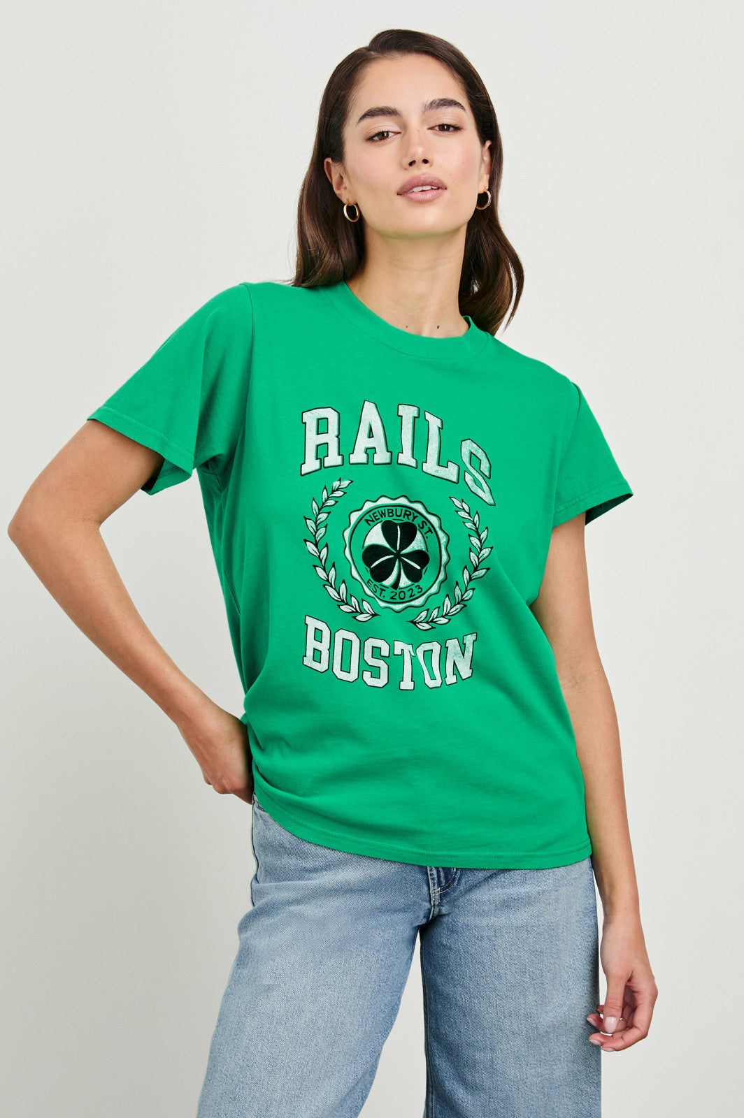 BOYFRIEND T-SHIRT - RAILS BOSTON GREEN| Rails on sale
