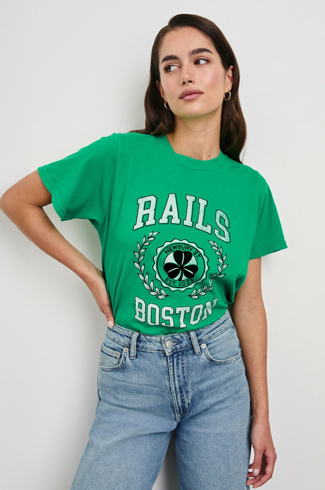 BOYFRIEND T-SHIRT - RAILS BOSTON GREEN| Rails on sale