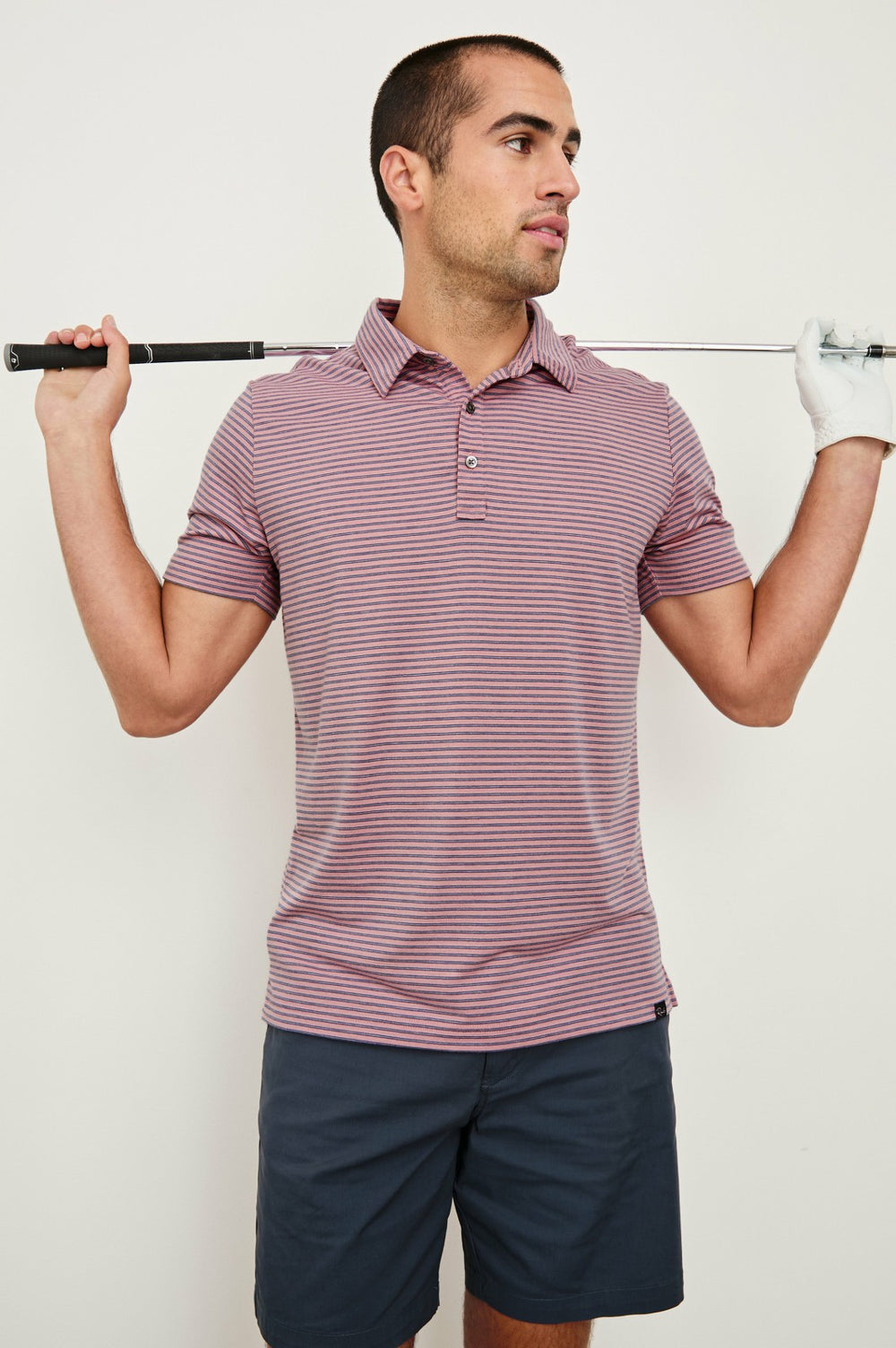 MERCED GOLF POLO SHIRT - HIBISCUS MIRAGE STRIPE| Rails on sale