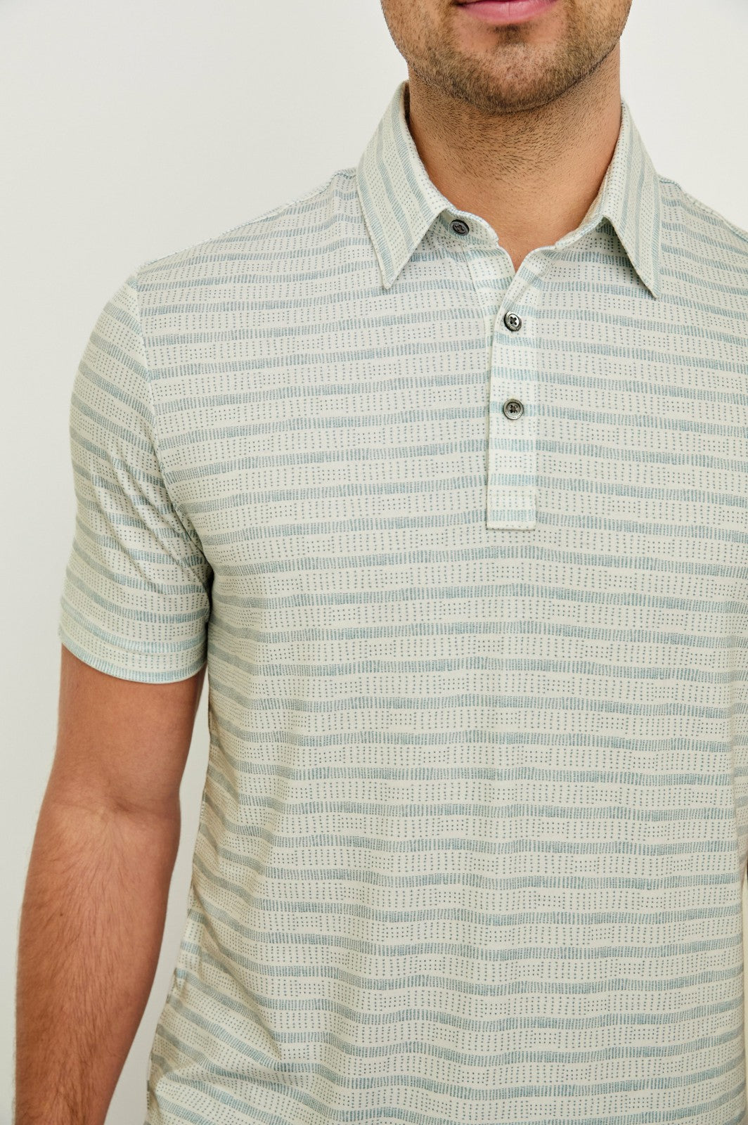 MERCED GOLF POLO SHIRT - SASHIKO BORDER WHITE| Rails US