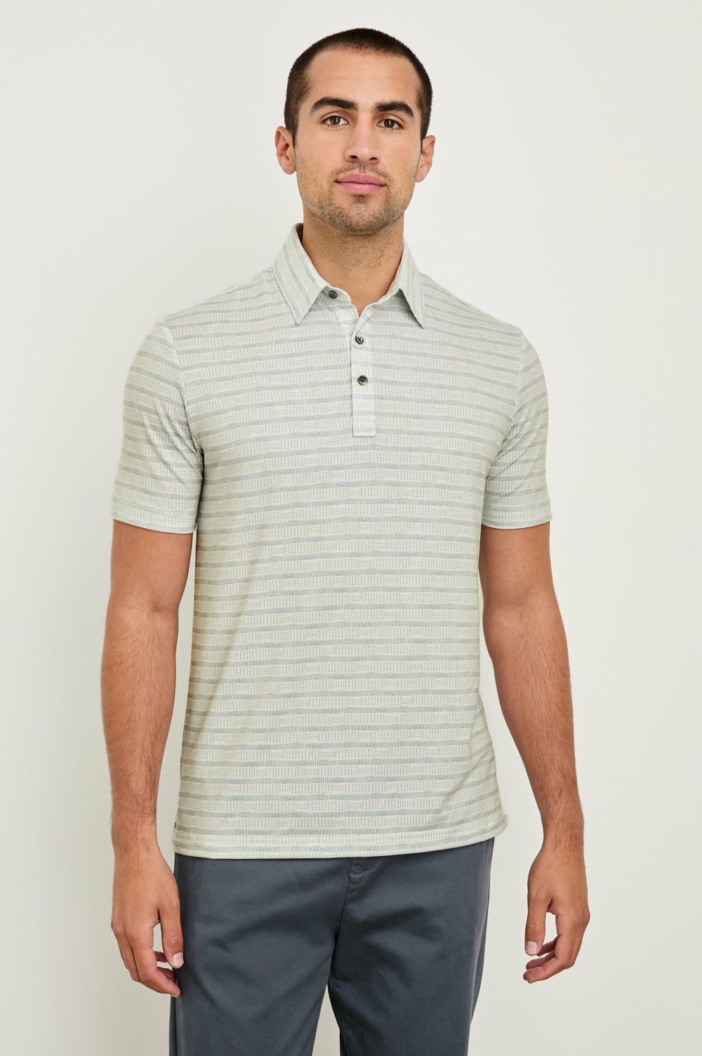 MERCED GOLF POLO SHIRT - SASHIKO BORDER WHITE| Rails US