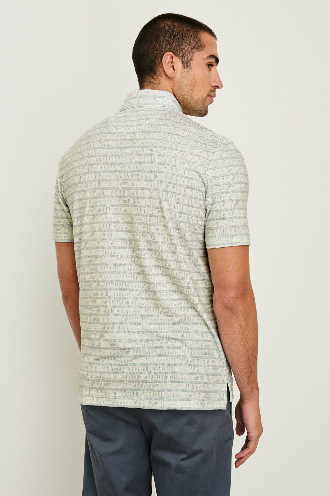 MERCED GOLF POLO SHIRT - SASHIKO BORDER WHITE| Rails US