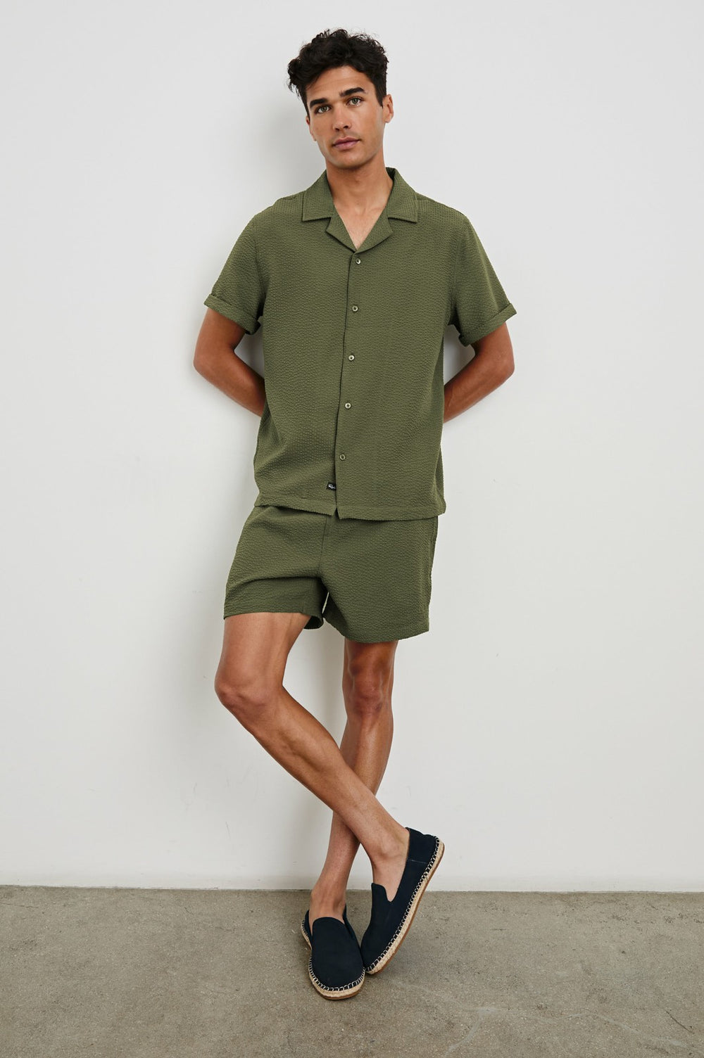 LA BREA SWIM SHORT - OLIVE SEERSUCKER| Rails on sale