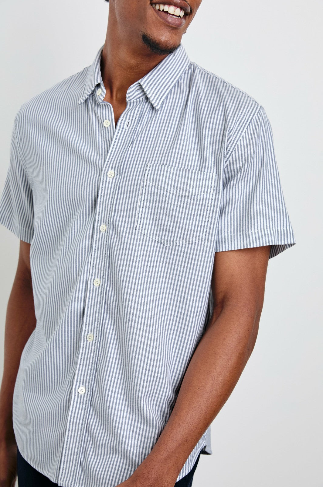 KIEREN SHIRT - BLUE WHITE STRIPE| Rails on sale