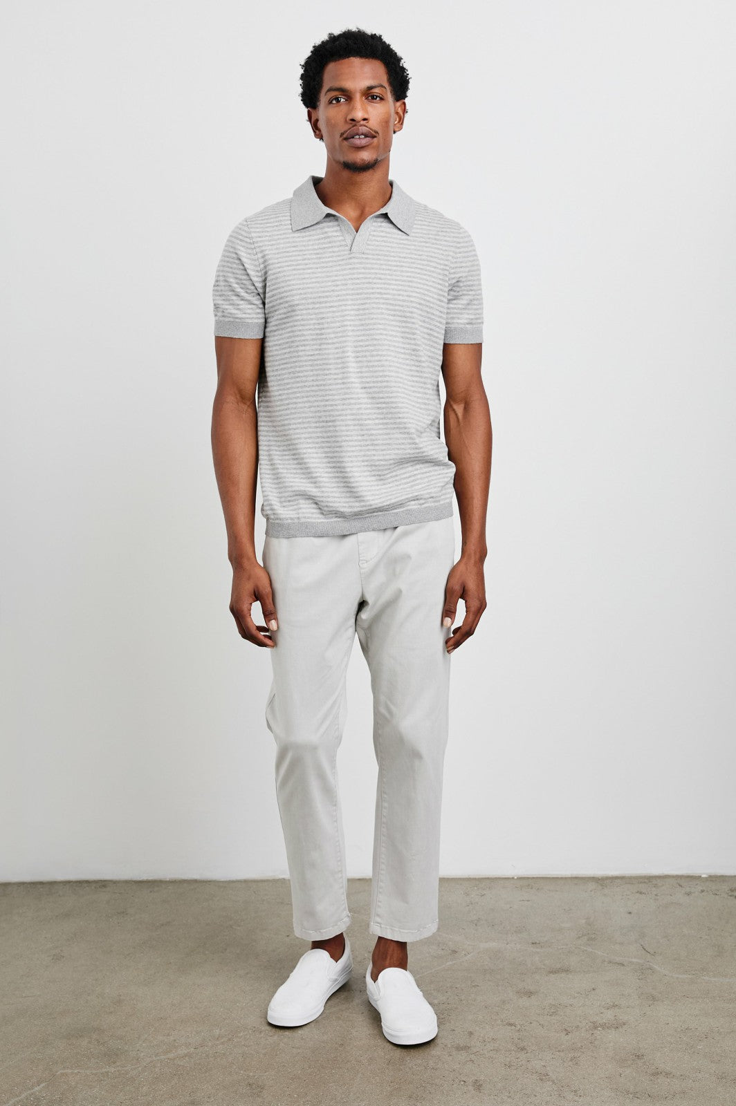 HAYDEN POLO SHIRT - HEATHER GREY STRIPE| Rails outlet