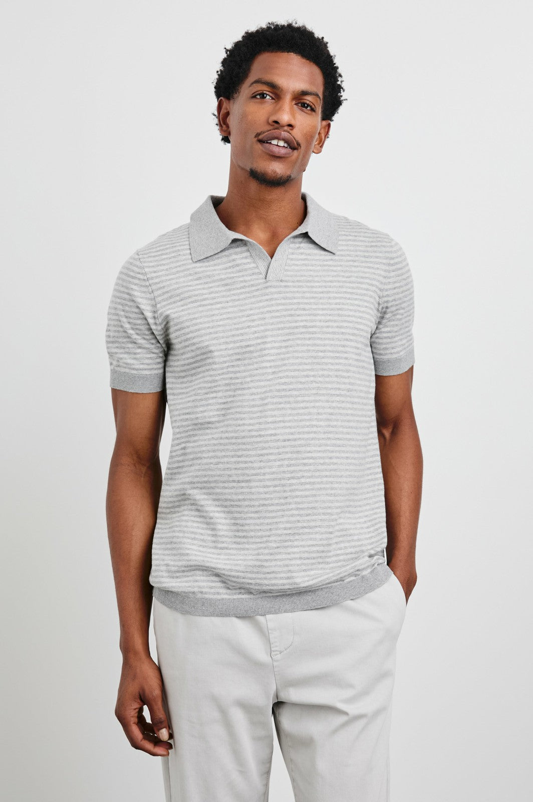 HAYDEN POLO SHIRT - HEATHER GREY STRIPE| Rails outlet