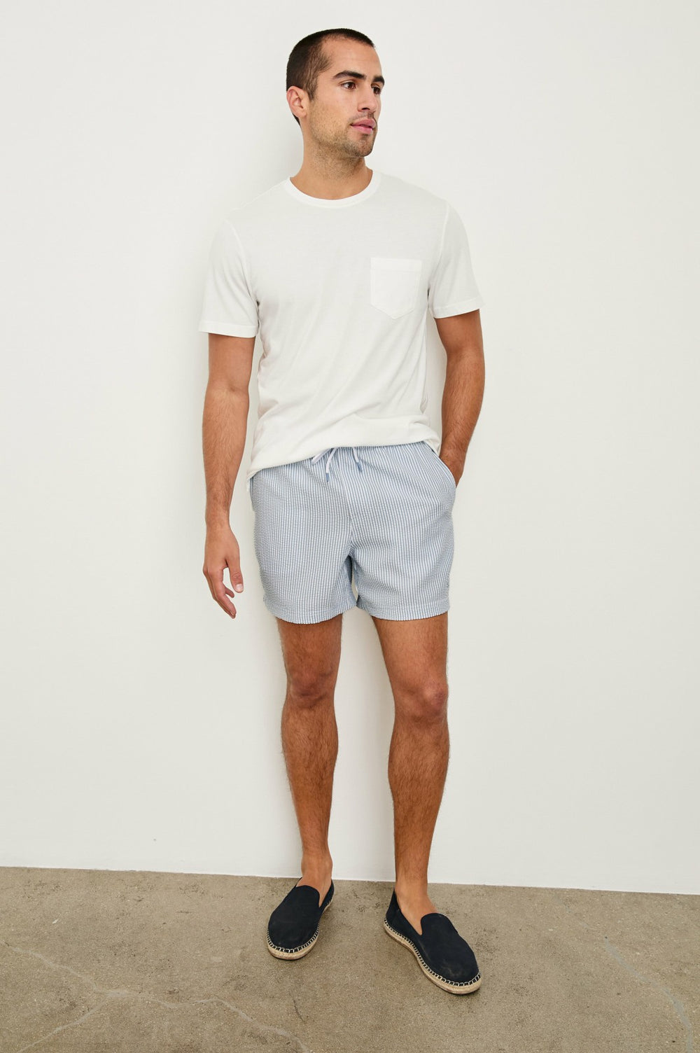 LA BREA SWIM SHORT - BLUE WHITE SEERSUCKER| Rails US