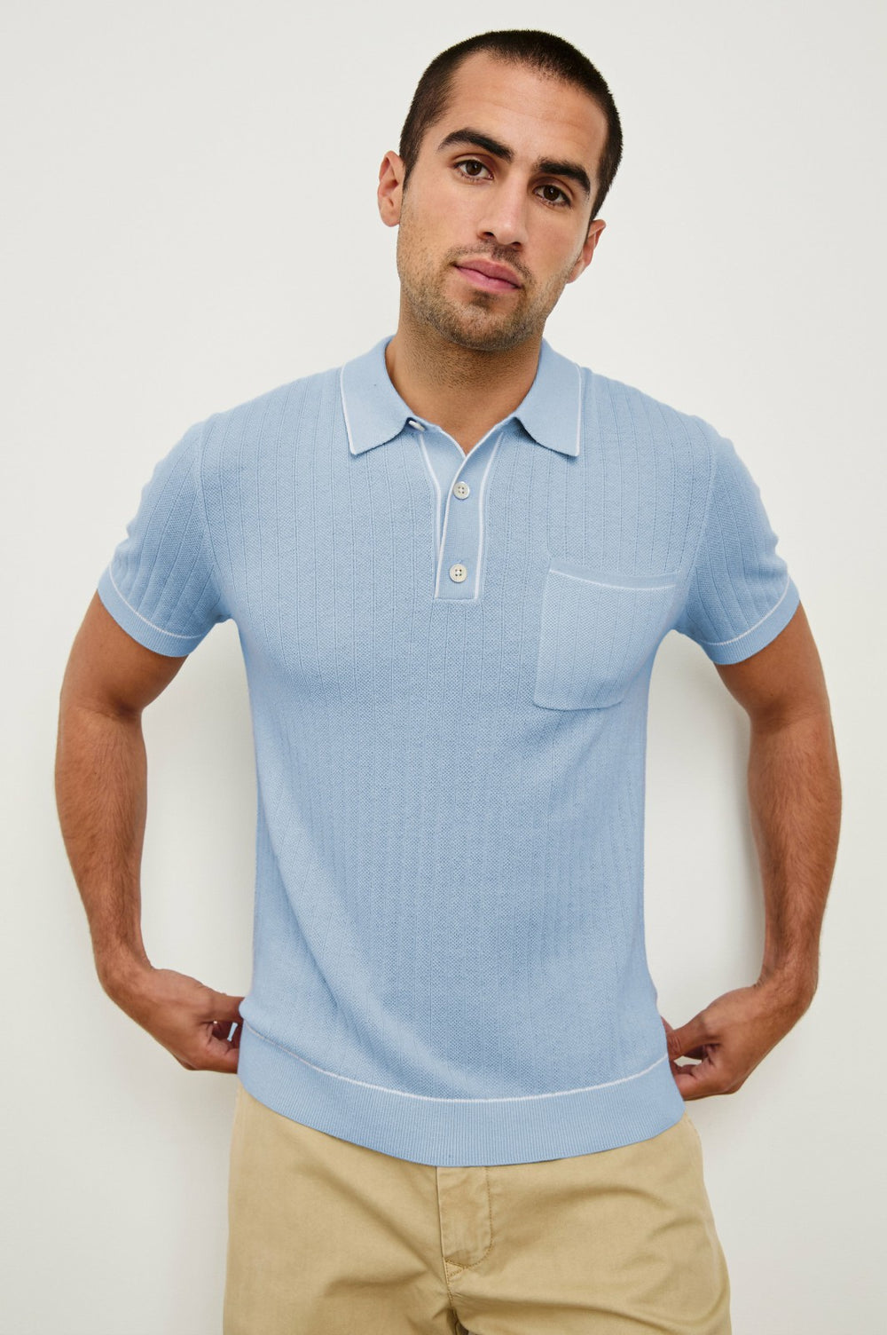 HARDY POLO SHIRT - LIGHT BLUE MELANGE| Rails outlet