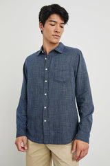 WYATT RELAXED FIT SHIRT - NAVY ETCH| Rails near me