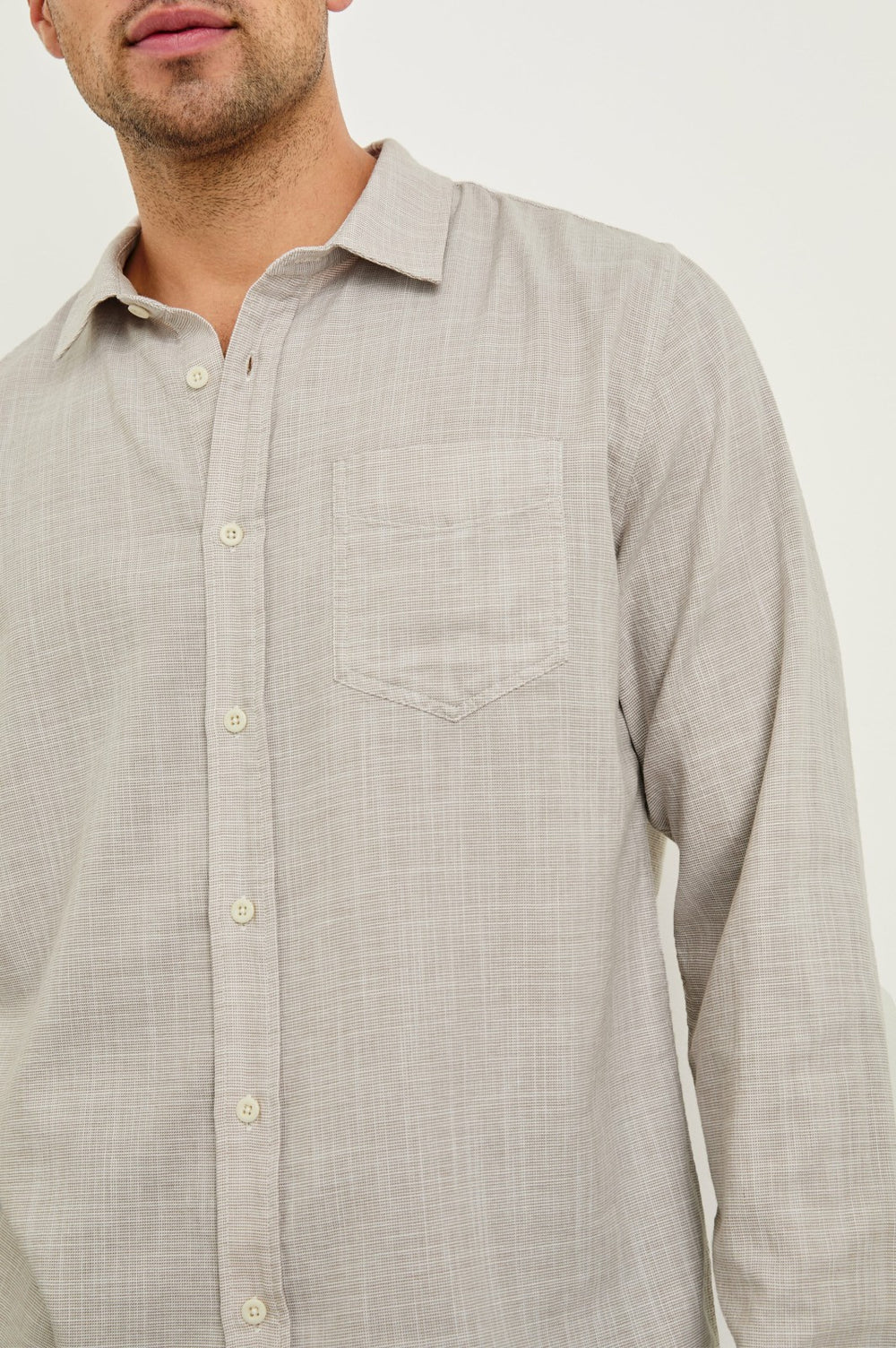 WYATT RELAXED FIT SHIRT - TAHINI ETCH| Rails for sale
