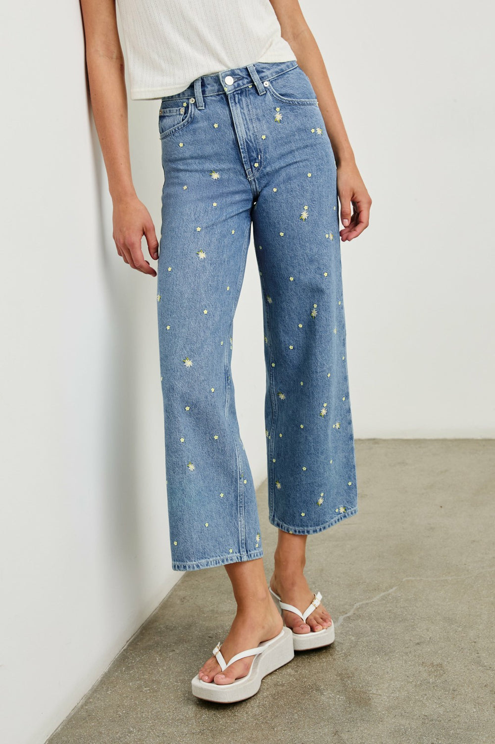 GETTY CROP WIDE LEG - INDIGO FLORAL| Rails outlet