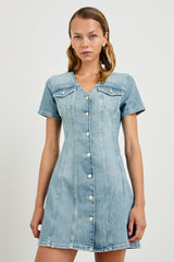 SARATOGA DRESS - FADED SEAGLASS| Rails discount