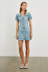 SARATOGA DRESS - FADED SEAGLASS| Rails discount