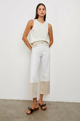 GETTY CROP WIDE LEG - CREMA EMBROIDERED| Rails discount