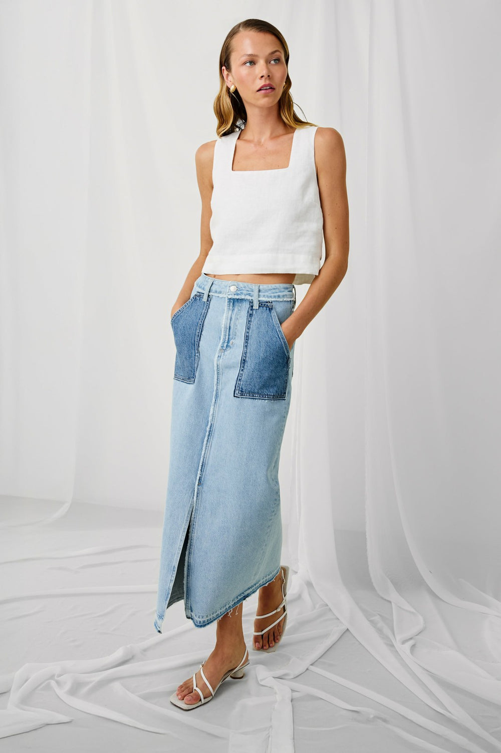 CALABASAS SKIRT - TATTERED PATCHWORK| Rails online