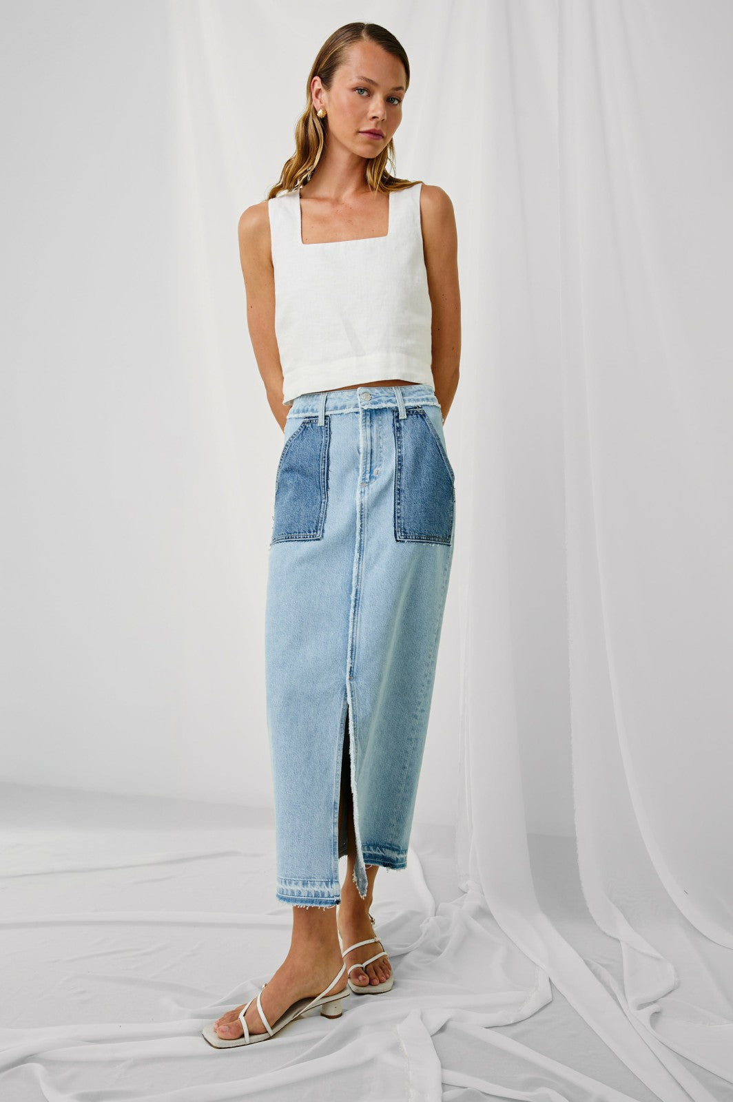 CALABASAS SKIRT - TATTERED PATCHWORK| Rails online