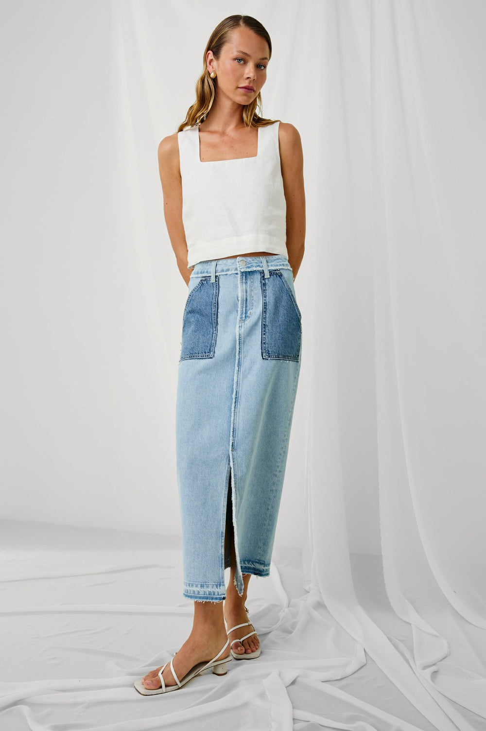 CALABASAS SKIRT - TATTERED PATCHWORK| Rails online