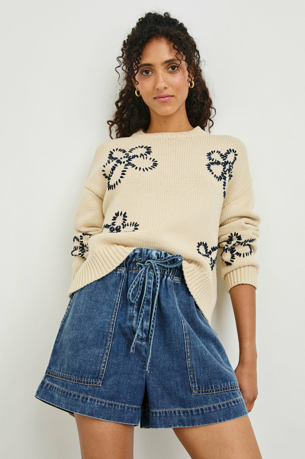 ZOEY SWEATER - IVORY NAVY STITCHED DAISIES| Rails for sale