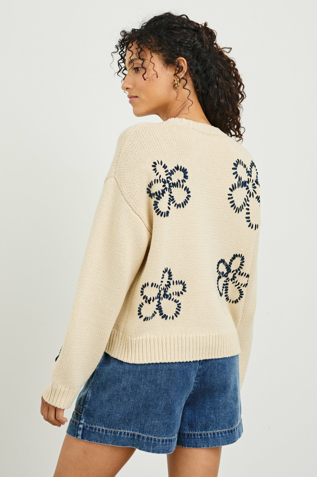 ZOEY SWEATER - IVORY NAVY STITCHED DAISIES| Rails for sale