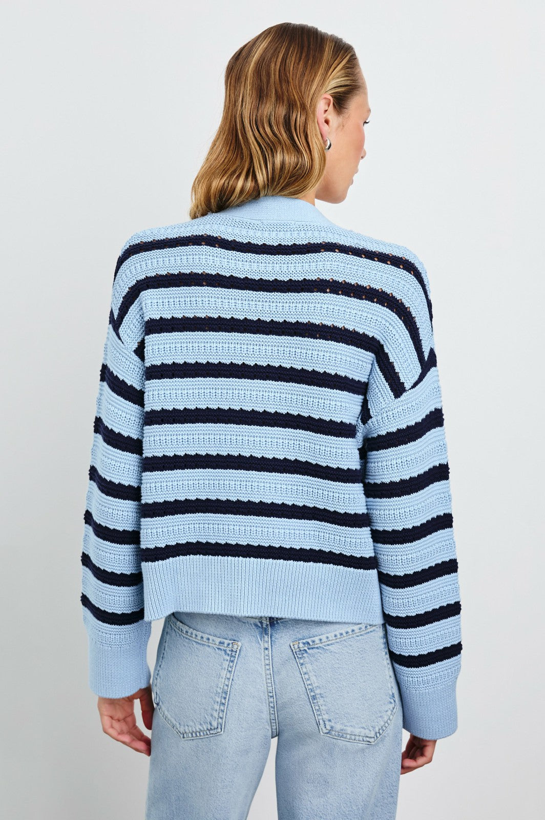 GENEVA CARDIGAN - SKY NAVY STRIPE| Rails near me