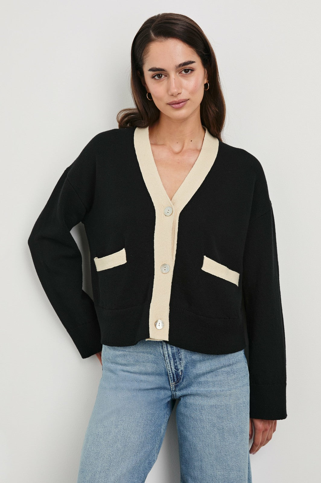 GENEVA CARDIGAN - BLACK IVORY| Rails for sale