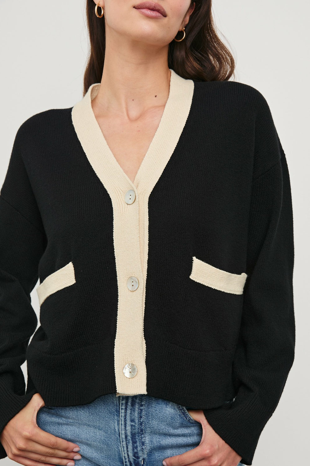 GENEVA CARDIGAN - BLACK IVORY| Rails for sale