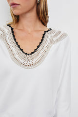 SAVA SWEATSHIRT - IVORY WITH CROCHET| Rails US