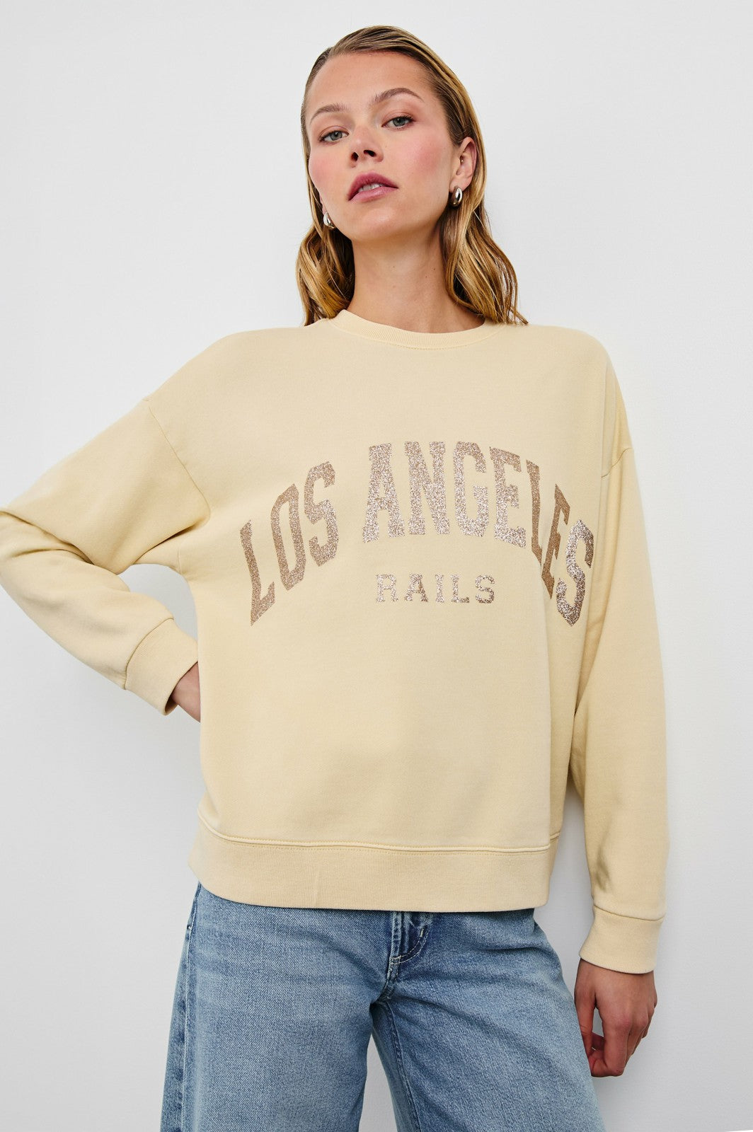 THE VARSITY SWEATSHIRT - LOS ANGELES GOLD GLITTER| Rails US