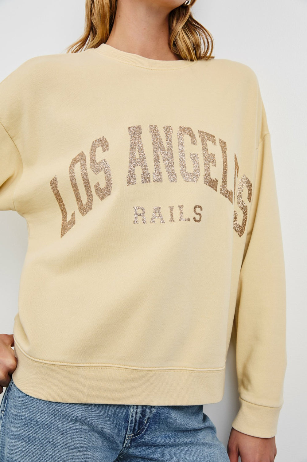 THE VARSITY SWEATSHIRT - LOS ANGELES GOLD GLITTER| Rails US