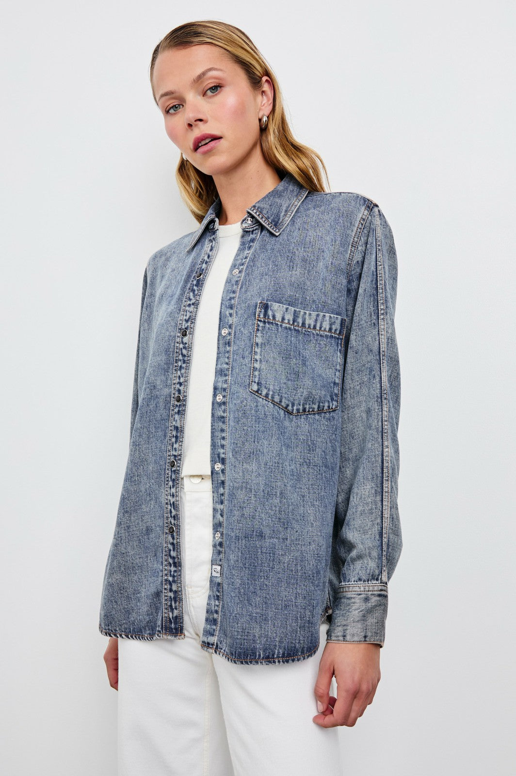 ATTICUS SHIRT - MID BLUE| Rails outlet