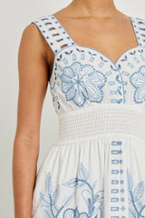 FAWN DRESS - WHITE BLUE EMBROIDERY| Rails outlet