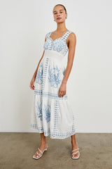 FAWN DRESS - WHITE BLUE EMBROIDERY| Rails outlet