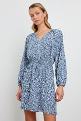 LINNEA DRESS - BLUE MIXED CHEETAH| Rails sale