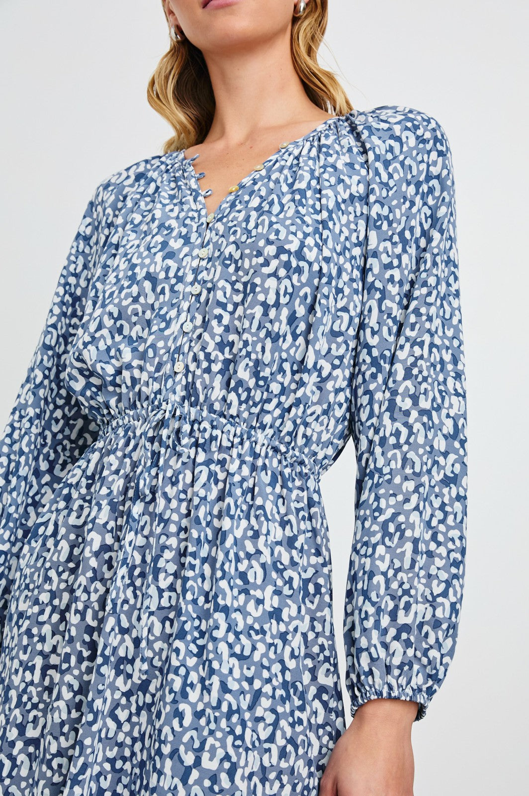 LINNEA DRESS - BLUE MIXED CHEETAH| Rails sale