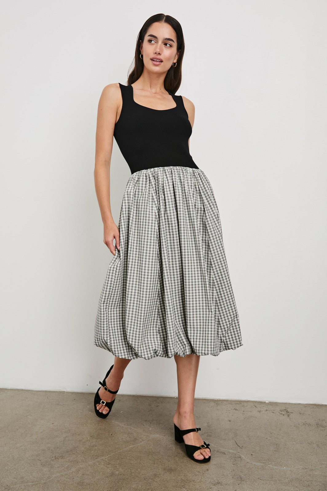 ROSALIND DRESS - IVORY JET GINGHAM| Rails online