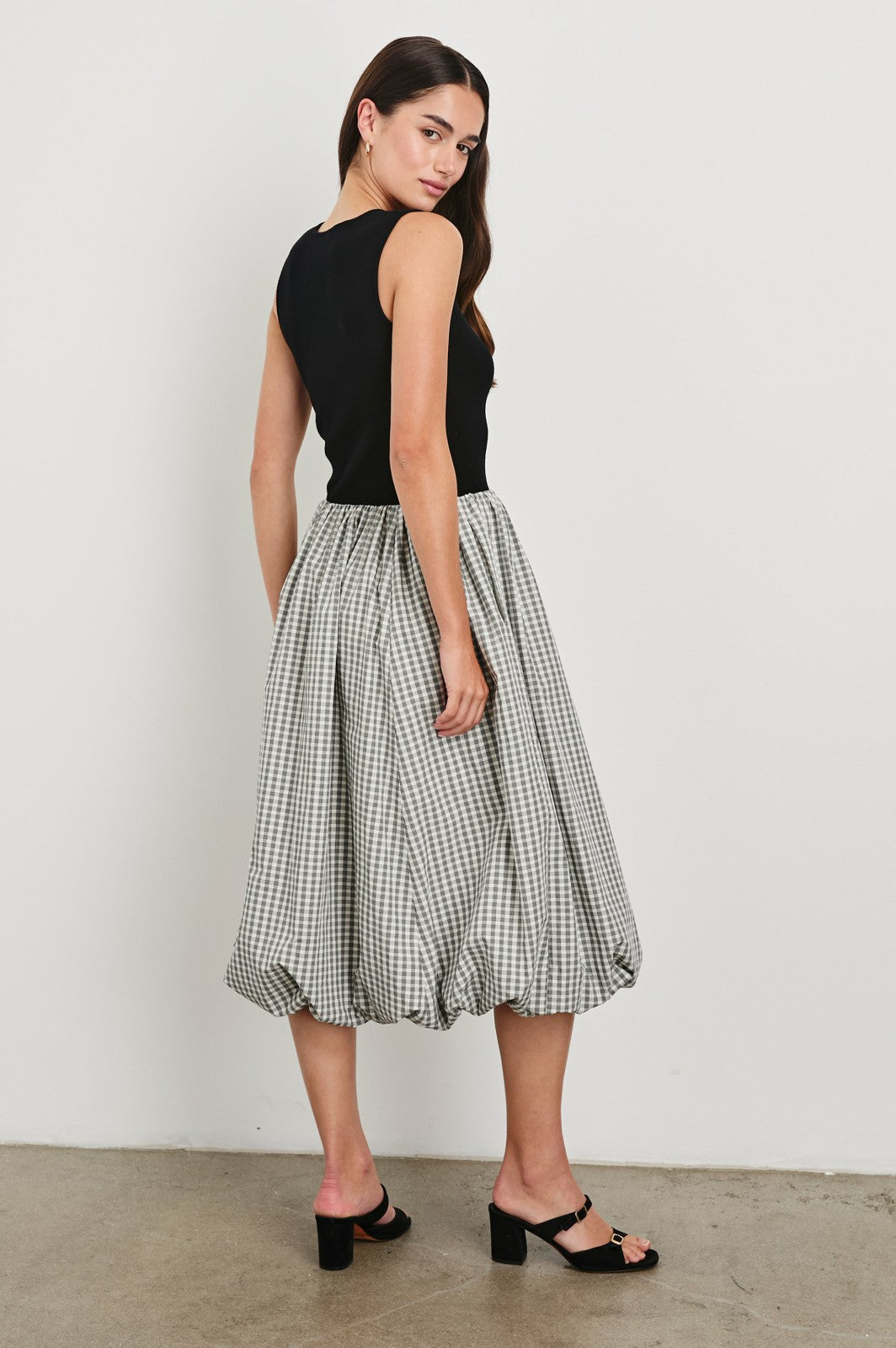 ROSALIND DRESS - IVORY JET GINGHAM| Rails online