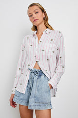 CHARLI SHIRT - PINK PALM STRIPE| Rails outlet