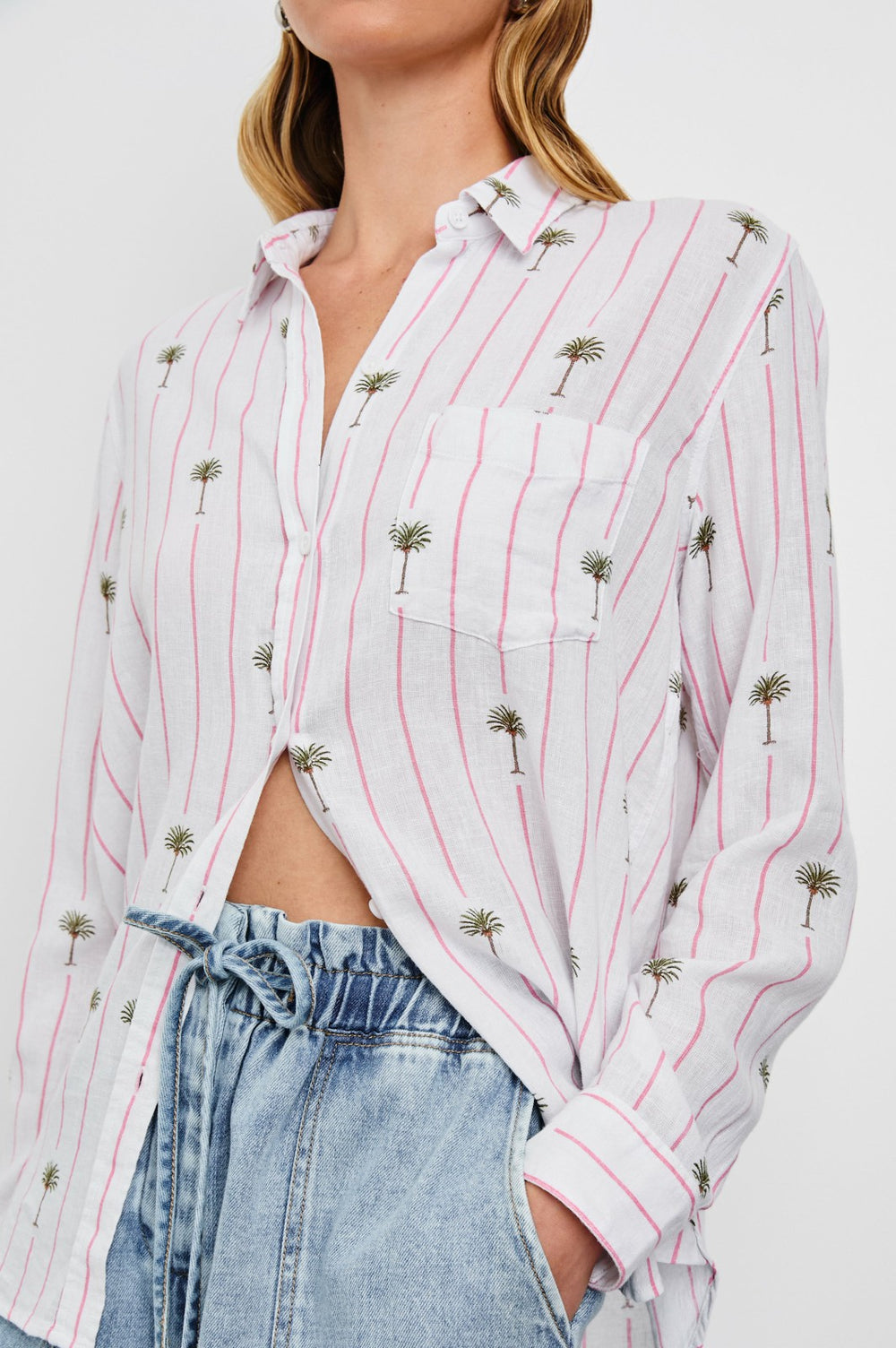 CHARLI SHIRT - PINK PALM STRIPE| Rails outlet