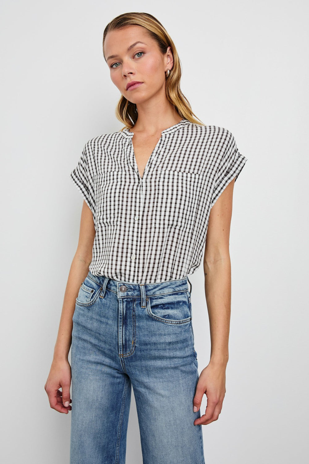 MEL TOP - BLACK GINGHAM| Rails on sale