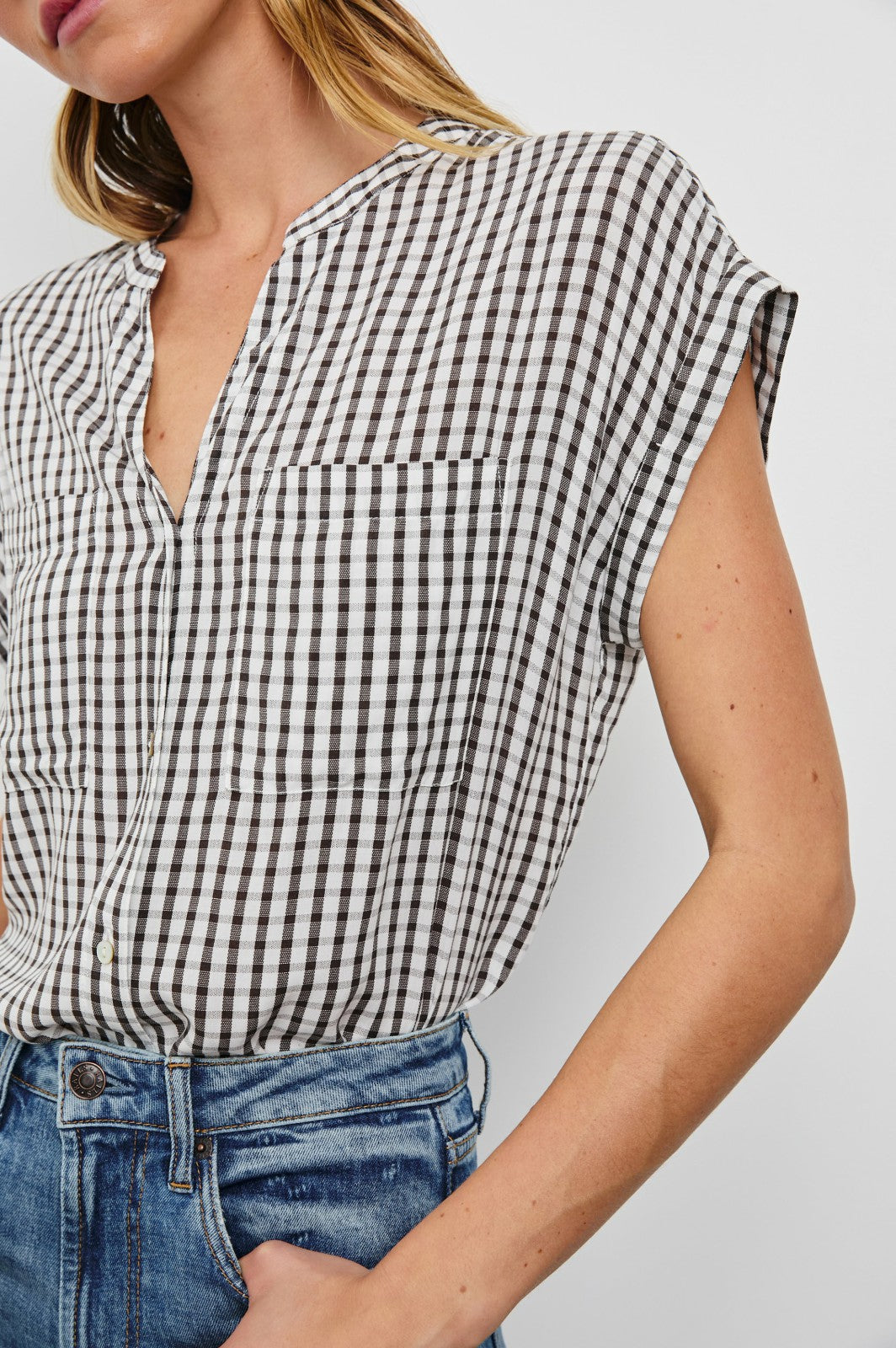 MEL TOP - BLACK GINGHAM| Rails on sale