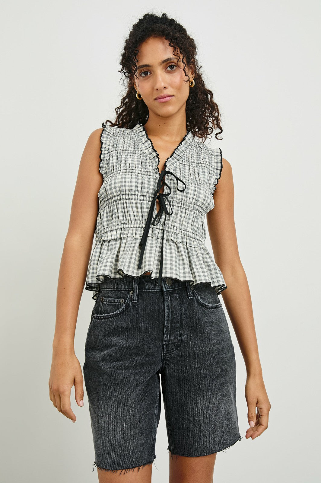 MARTINE TOP - IVORY JET GINGHAM| Rails near me